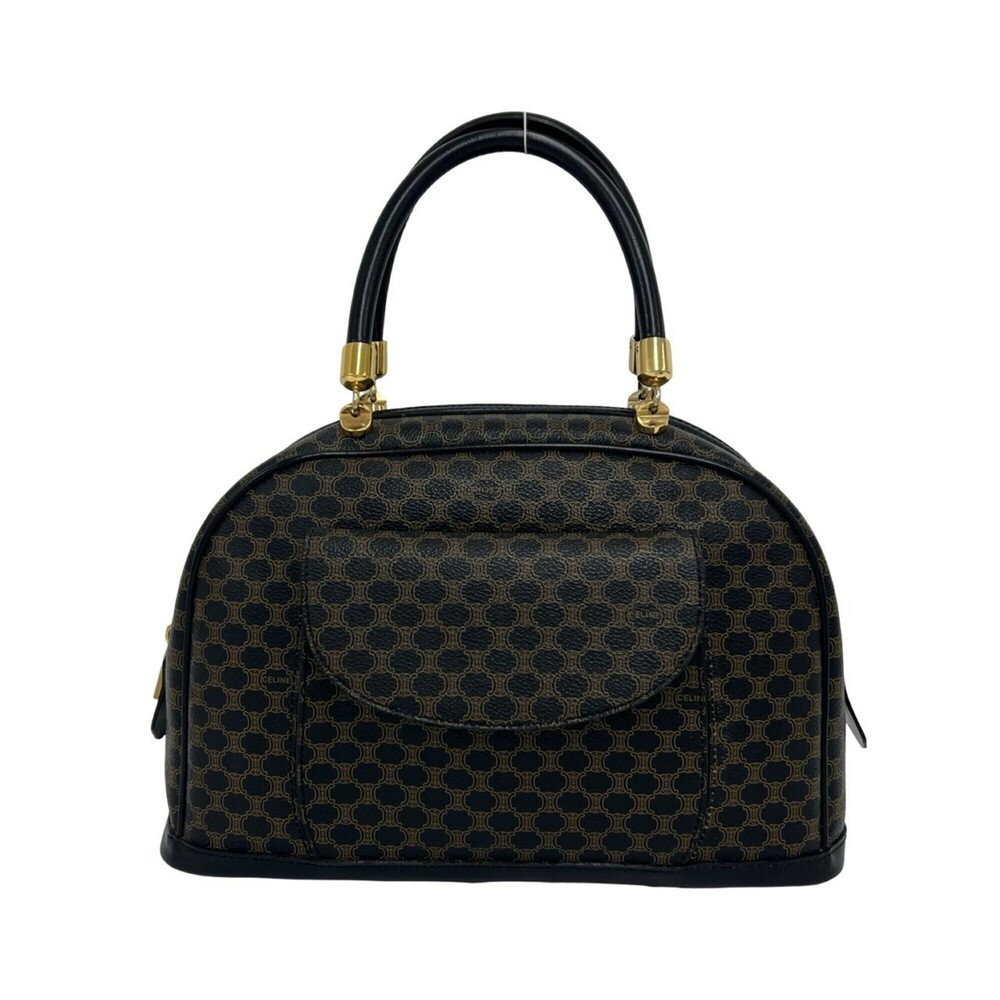 CELINE Macadam Blazon Pattern Leather Handbag, Mini Boston Bag, Tote Bag for ...